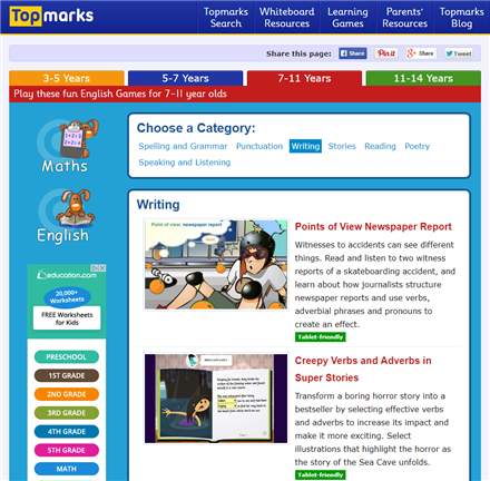 7-11 yrs writing